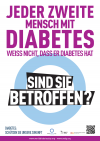 Plakat: 'Jeder zweite Mensch mit Diabetes weiß nicht, dass er Diabetes hat'